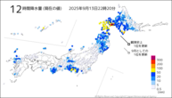 12時間降水量（現在の値）の分布図