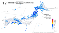 28日の12時間降水量の日最大値の分布図