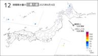 昨日の12時間降水量の日最大値の分布図