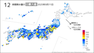 一昨日の12時間降水量の日最大値の分布図