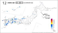 昨日の12時間降水量の日最大値の分布図