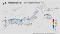 24時間降水量（現在の値）の分布図