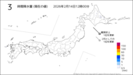 3時間降水量(現在の値)の分布図