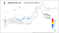 3時間降水量（現在の値）の分布図