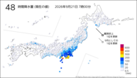 48時間降水量（現在の値）の分布図