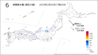 6時間降水量（現在の値）の分布図