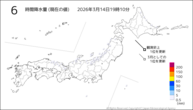 6時間降水量（現在の値）の分布図