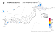 6時間降水量（現在の値）の分布図