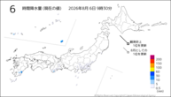 6時間降水量（現在の値）の分布図