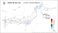 6時間降水量（現在の値）の分布図