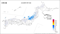 15日の日降水量の分布図