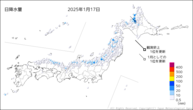 17日の日降水量の分布図