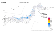 17日の日降水量の分布図