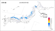 19日の日降水量の分布図