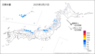 21日の日降水量の分布図