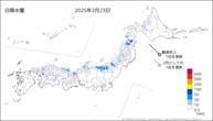 昨日の日降水量の分布図