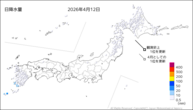 12日の日降水量の分布図