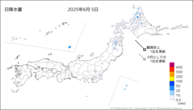 一昨日の日降水量の分布図