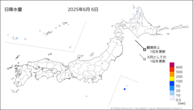 昨日の日降水量の分布図