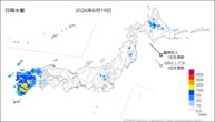 19日の日降水量の分布図