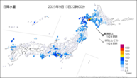 今日の日降水量の分布図