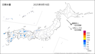昨日の日降水量の分布図