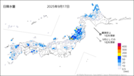 今日の日降水量の分布図