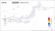 14日の日降水量の分布図