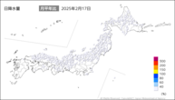 17日の日降水量の分布図