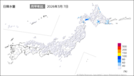7日の日降水量の分布図