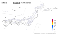 10日の日降水量の分布図
