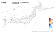 11日の日降水量の分布図
