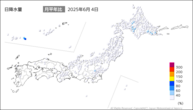 4日の日降水量の分布図