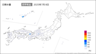 8日の日降水量の分布図