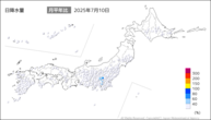 昨日の日降水量の分布図