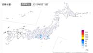 15日の日降水量の分布図