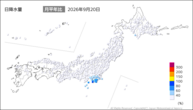 昨日の日降水量の分布図