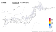 8日の日降水量の分布図
