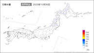 30日の日降水量の分布図