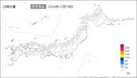 19日の日降水量の分布図