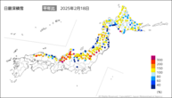 日最深積雪平年比の分布図