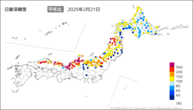 日最深積雪平年比の分布図