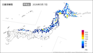 日最深積雪平年比の分布図