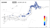 日最深積雪平年比の分布図