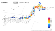 日最深積雪平年比の分布図