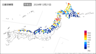 日最深積雪平年比の分布図