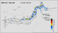 積雪の深さ（現在の値）の分布図