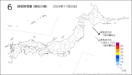 6時間降雪量（現在の値）の分布図