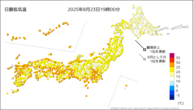 今日の最低気温の分布図