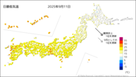 一昨日の最低気温の分布図